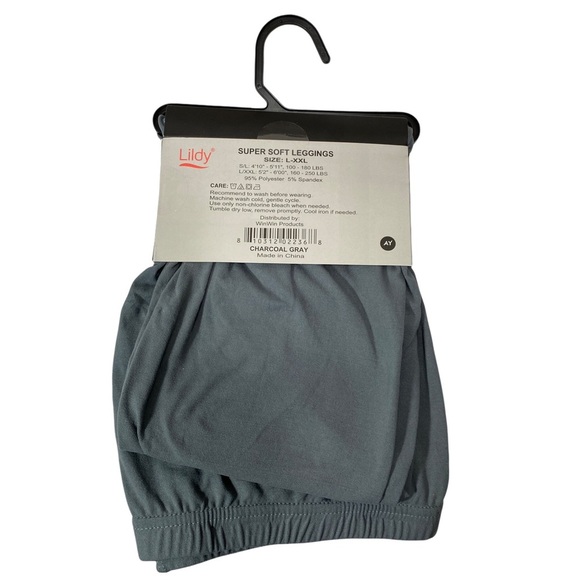 Lildy Super Soft Charcoal Grey Leggings NWT size L-XXL - Picture 2 of 4